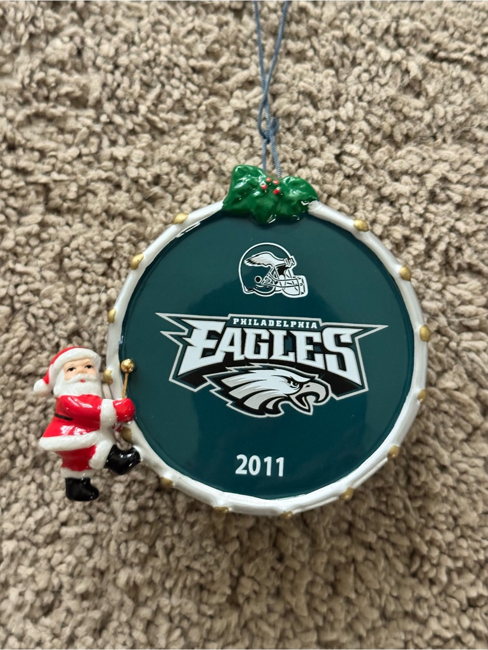 Philadelphia Eagles Christmas Drum 2011 Danbury Mint Ornament w Box